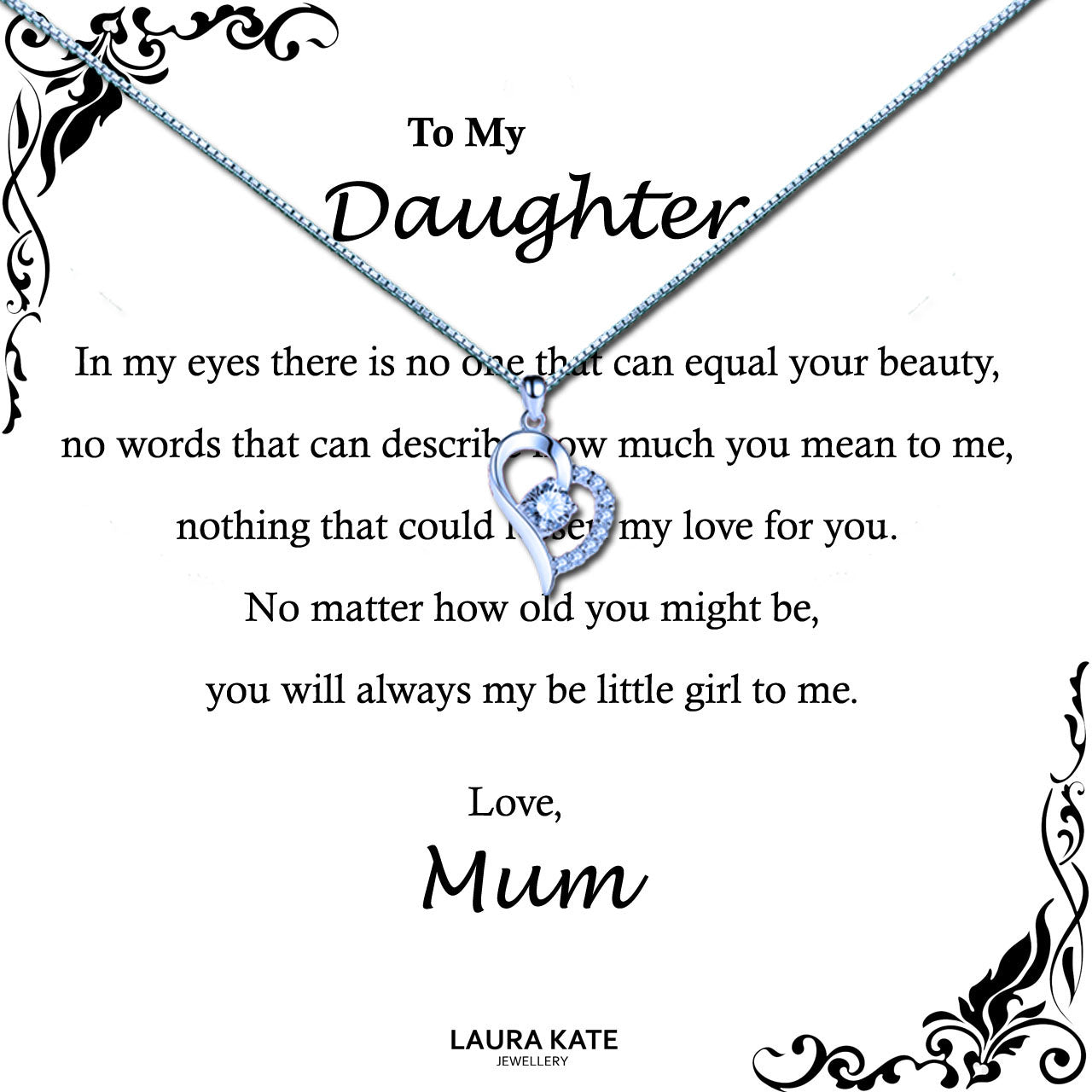 To My Beautiful Daughter Message Necklaces