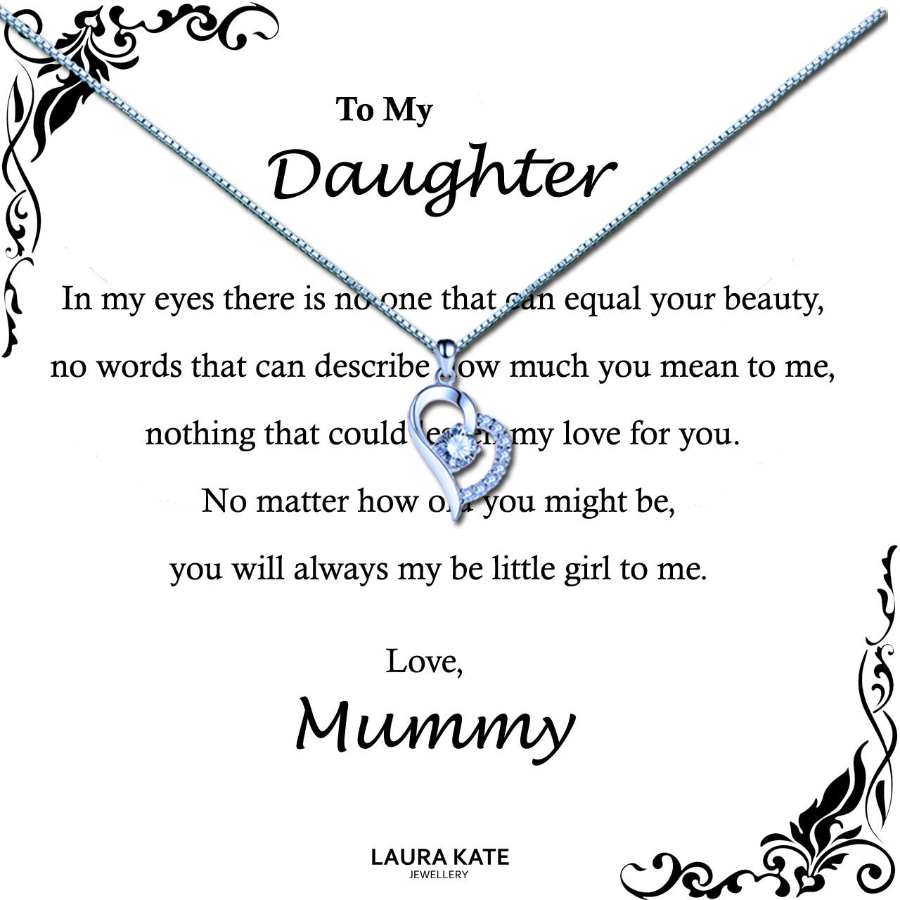 To My Beautiful Daughter Message Necklaces