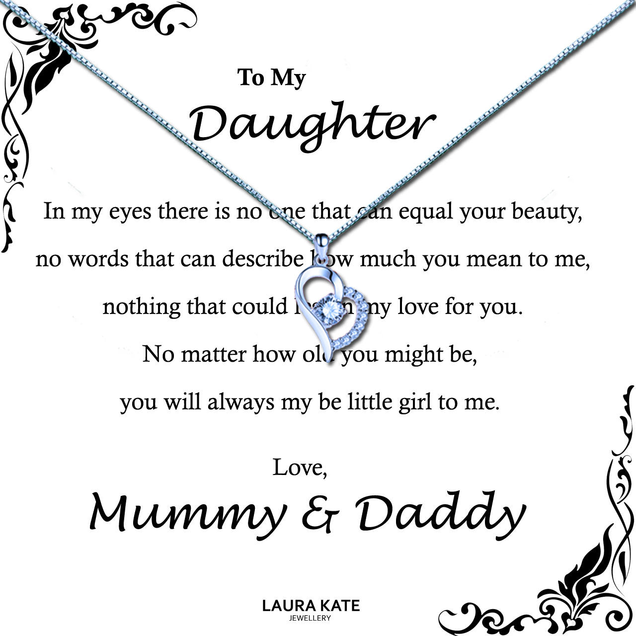 To My Beautiful Daughter Message Necklaces