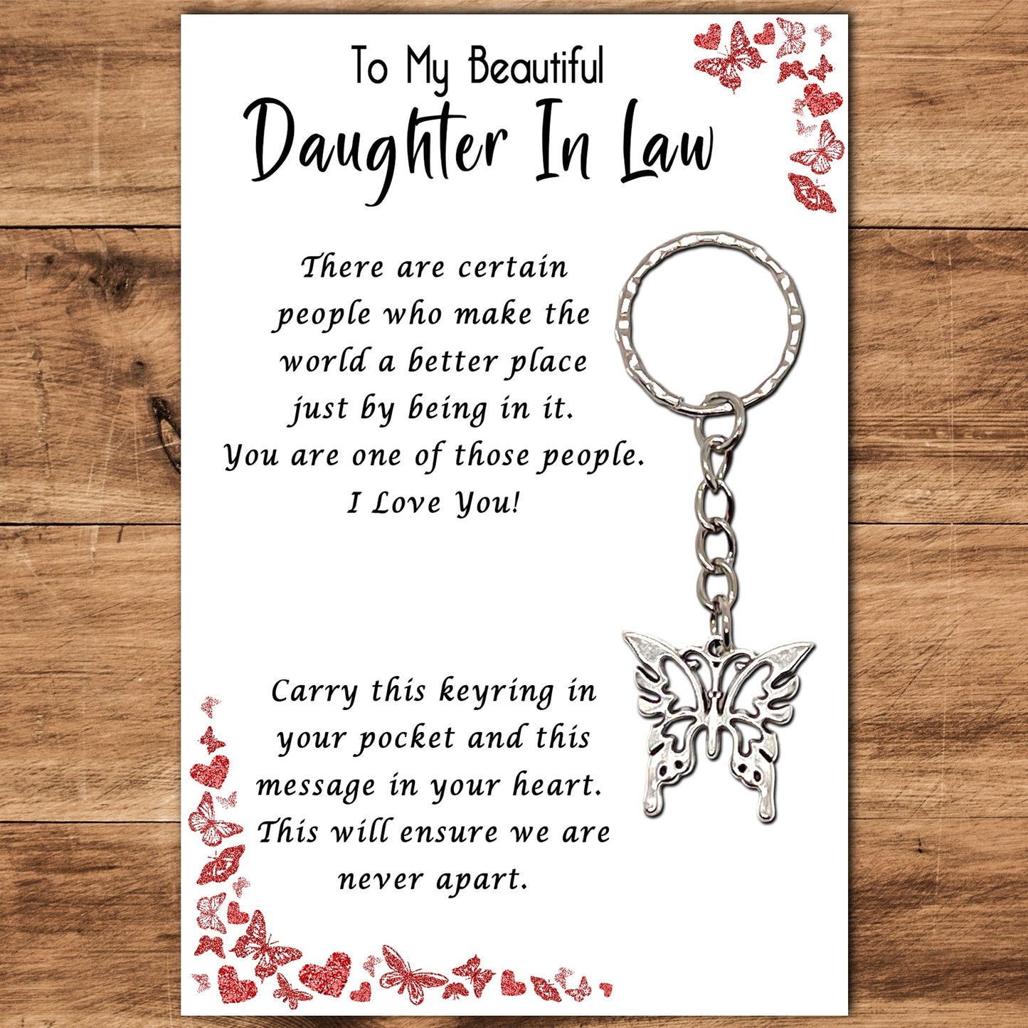 Daughter in Law Butterfly Keyring & Message Card