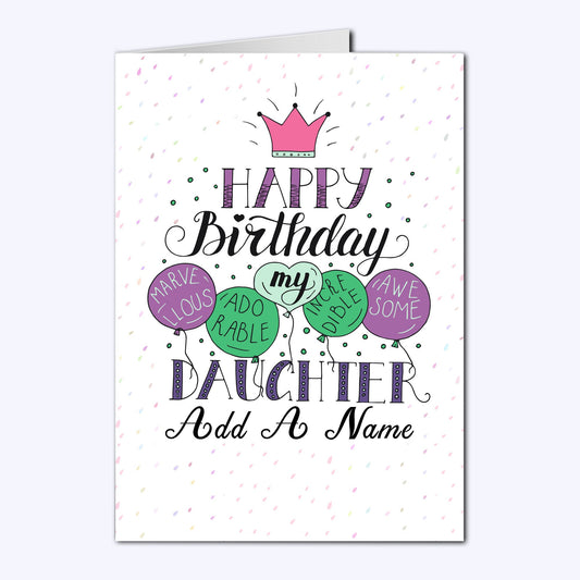 Personalised Daughter Balloon Birthday Card