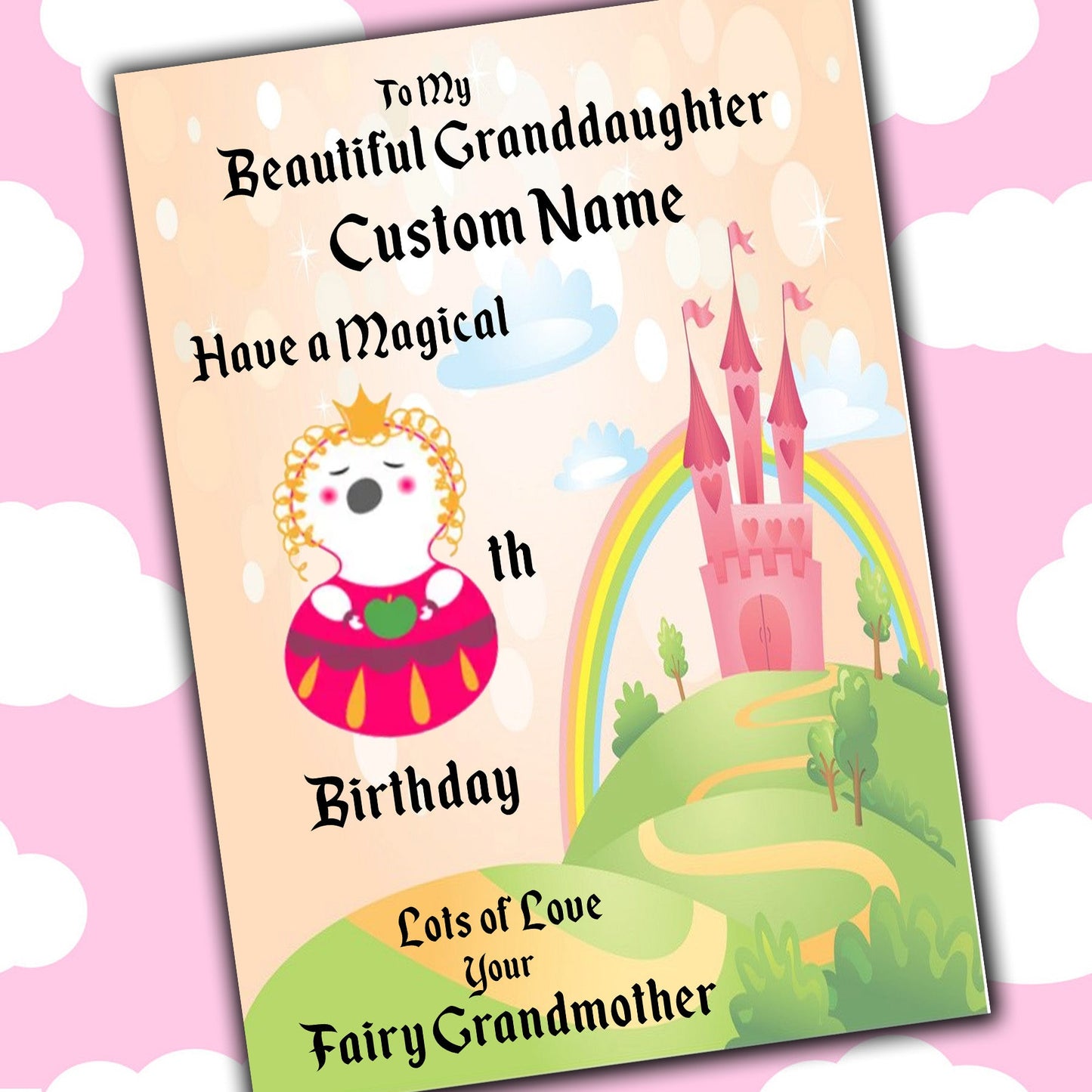 Personalised Fairy Tale Granddaughter Birthday Certificates