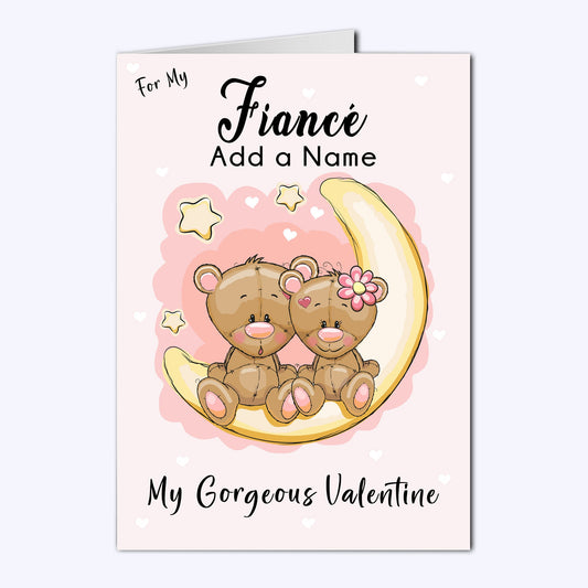 Personalised Fiancé Love Bears Valentine's Day Cards