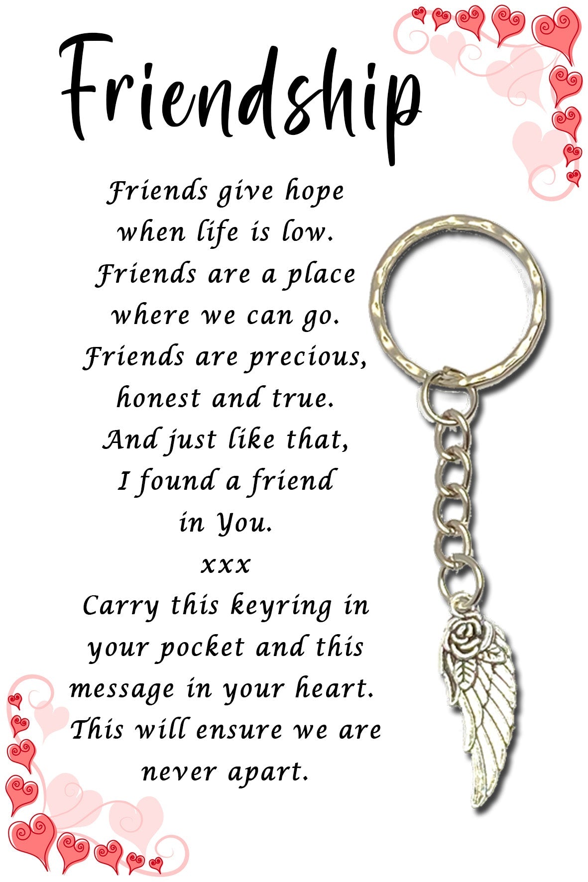 Angel-Rose Friendship Keyring & Message Card