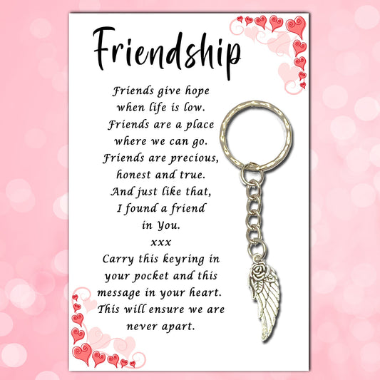 Angel-Rose Friendship Keyring & Message Card