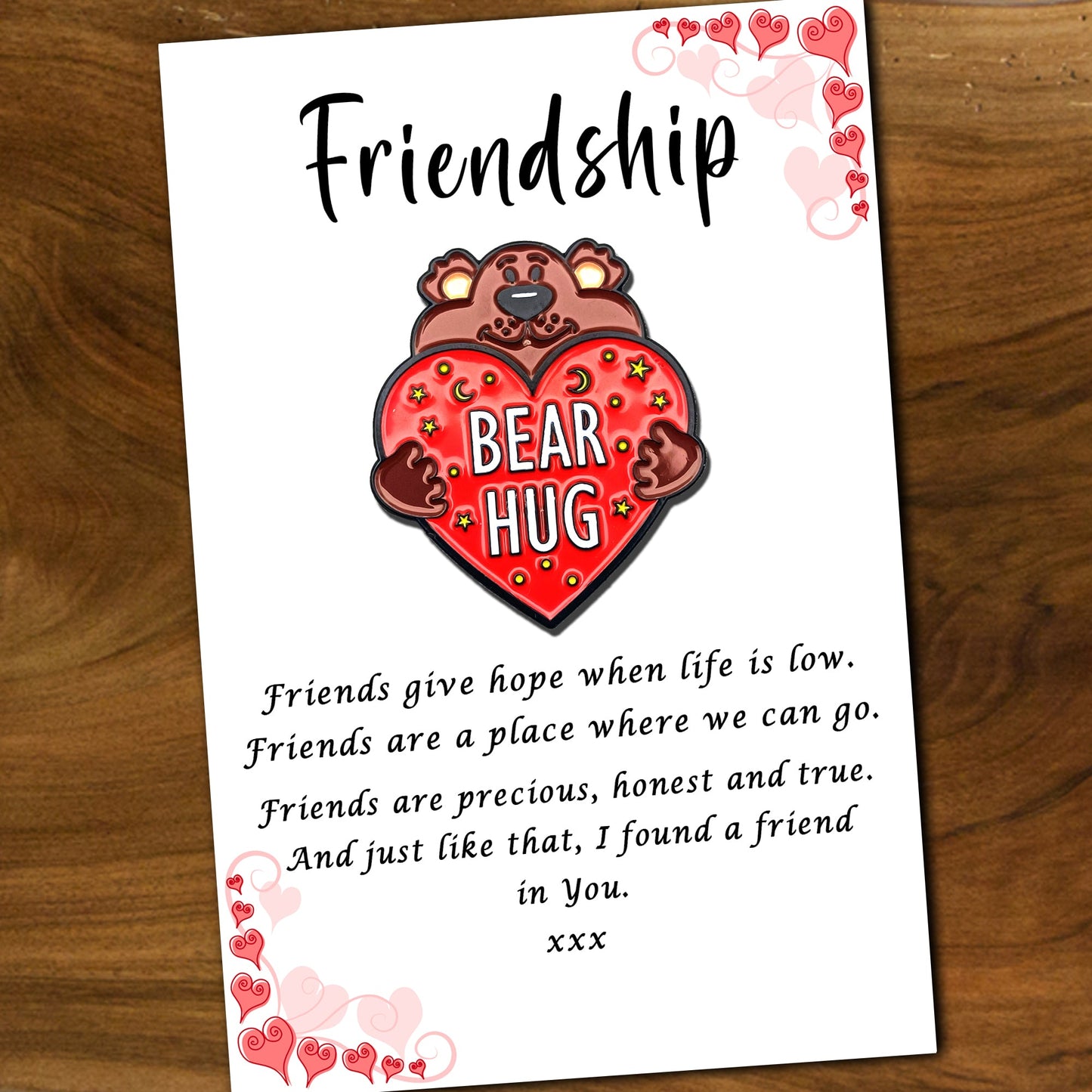 Friendship Bear Hug Badges & Card