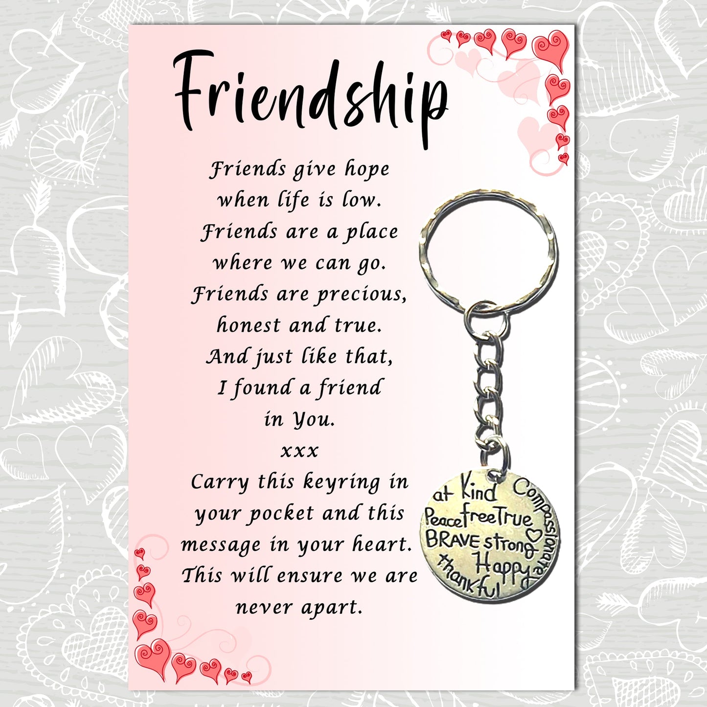 Friendship Keyrings & Message Card