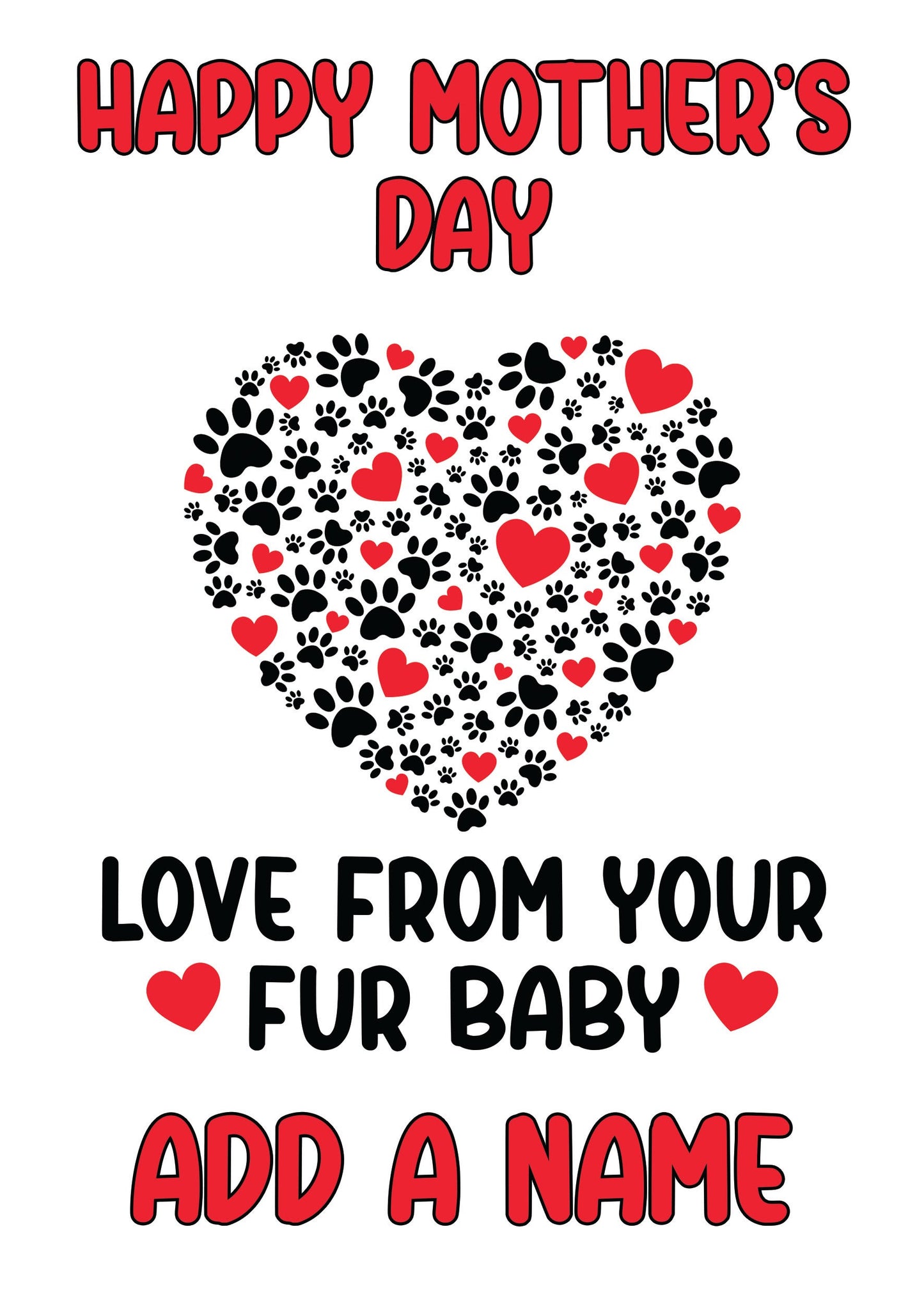 Happy Mother's Day Fur Baby Paw Heart Card