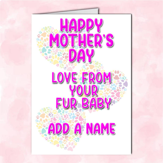 Mother's Day Fur Baby Colourful Hearts Card