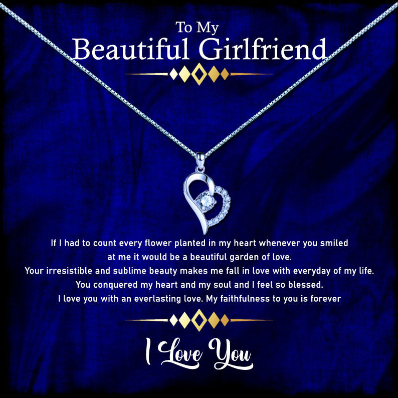 To My Beautiful Girlfriend - Elegant Royal Blue Message Necklaces