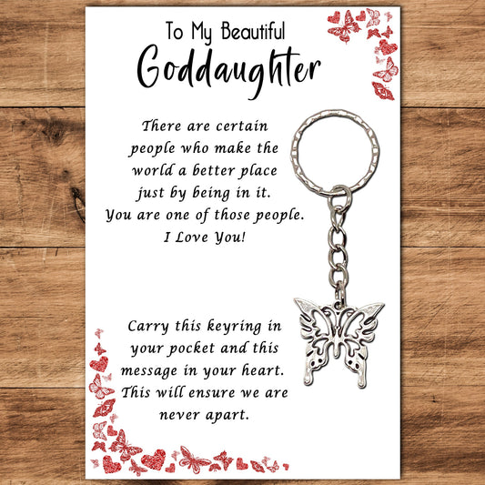 Goddaughter Butterfly Keyring & Message Card