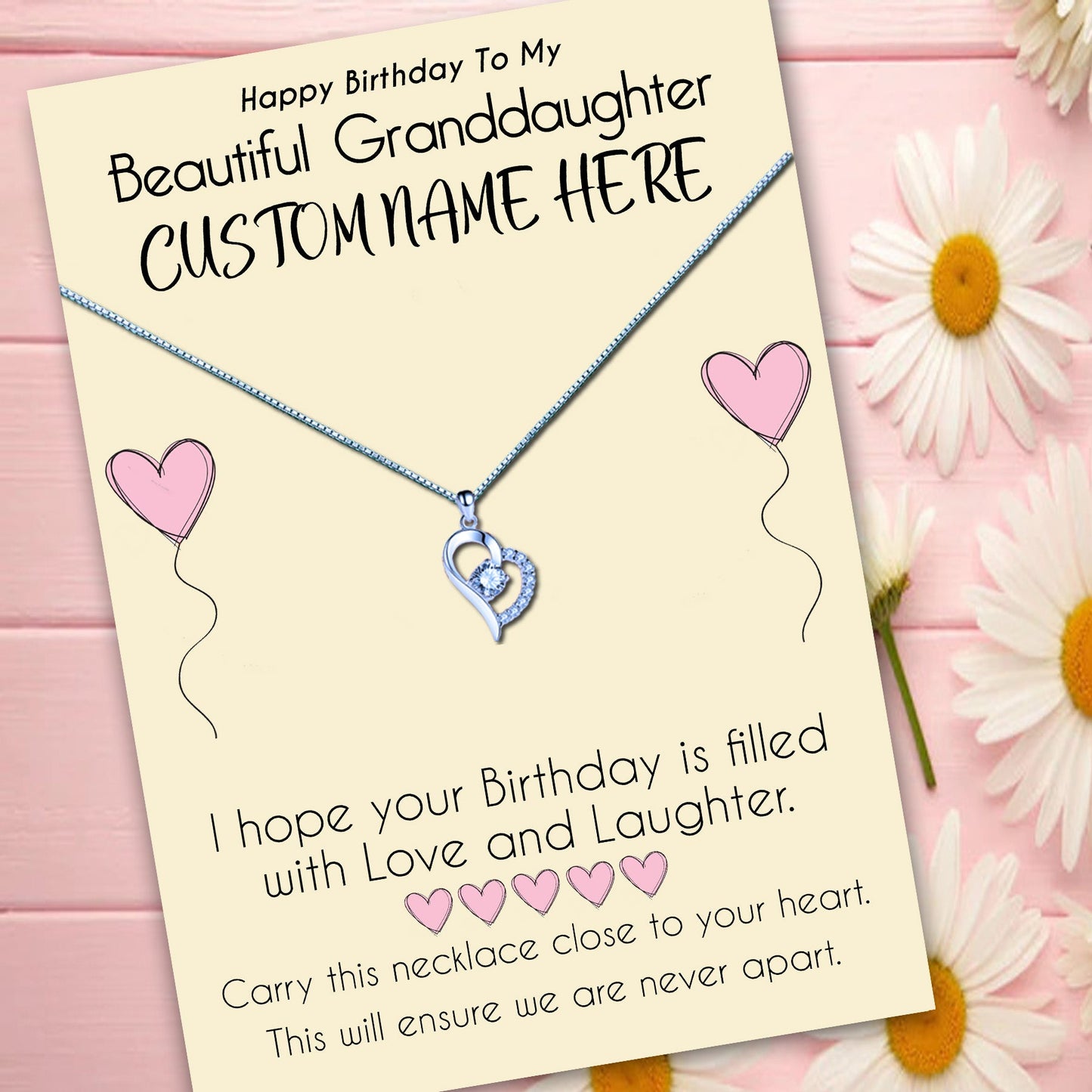 Beautiful Granddaughter Personalised Birthday Message Necklaces