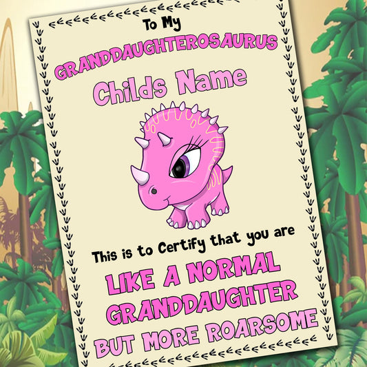 Granddaughterosaurus Certificate Gift