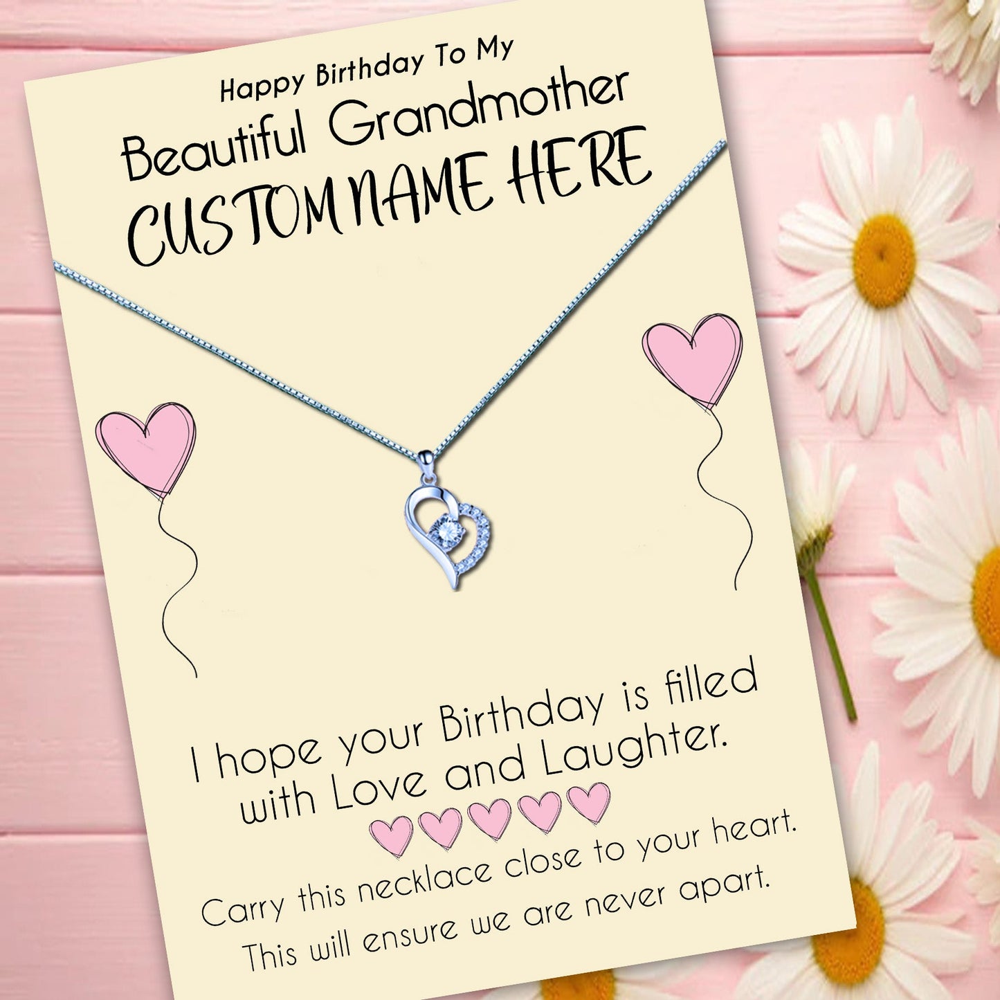 Beautiful Grandmother Personalised Birthday Message Necklaces