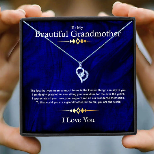 To My Beautiful Grandmother - Elegant Royal Blue Message Necklace