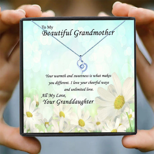 Beautiful Grandmother - Daisy Field Message Necklace