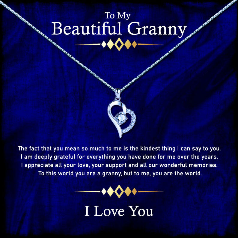 To My Beautiful Grandmother - Elegant Royal Blue Message Necklace