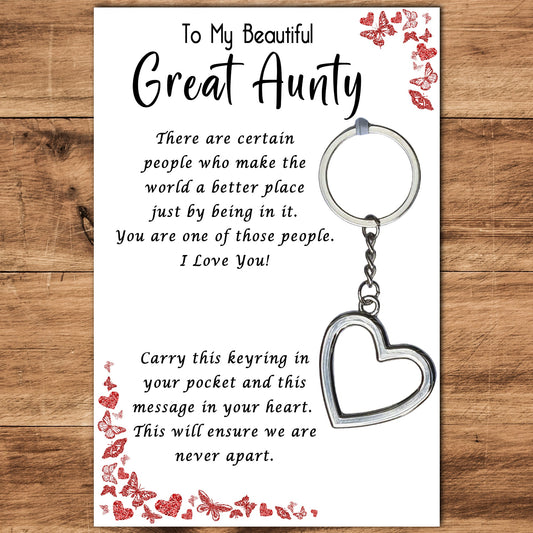 Great Aunty Heart Keyring & Message Card