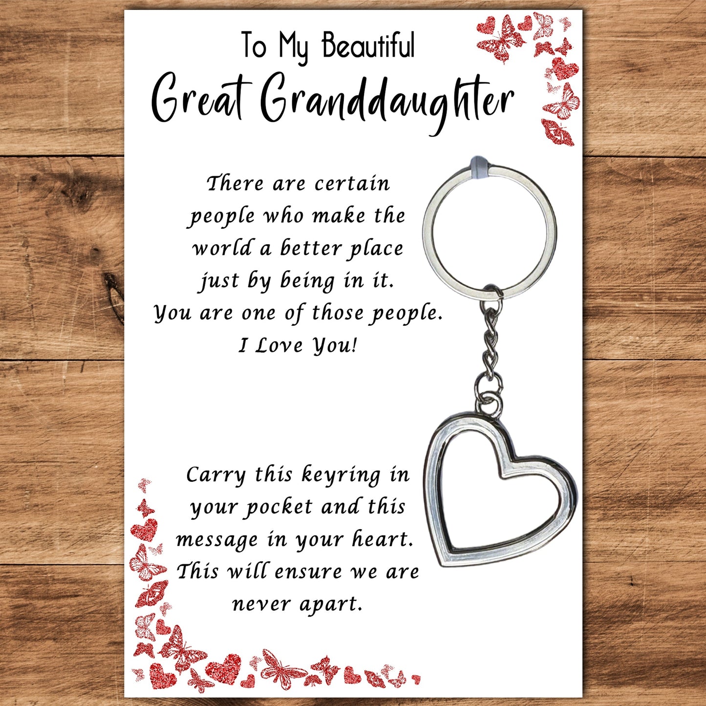 Great Granddaughter Heart Keyring & Message Card