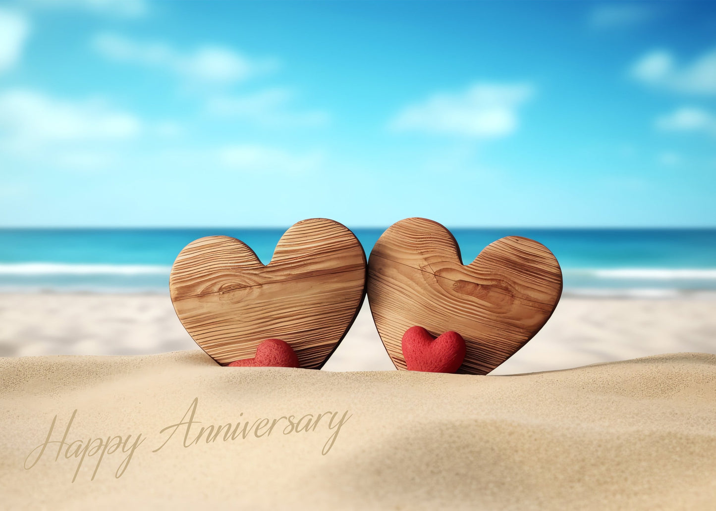 Happy Anniversary Hearts In The Sand Card