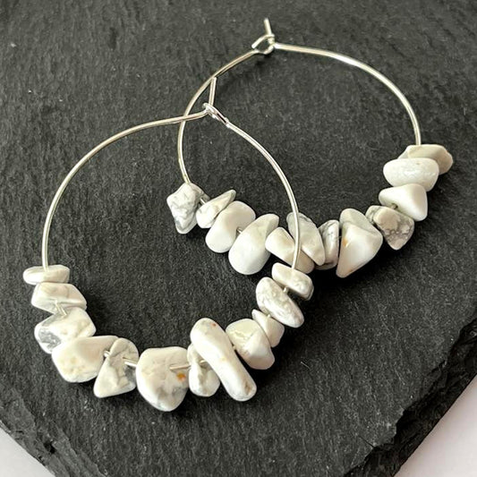 Howlite Stone Hoop Earrings