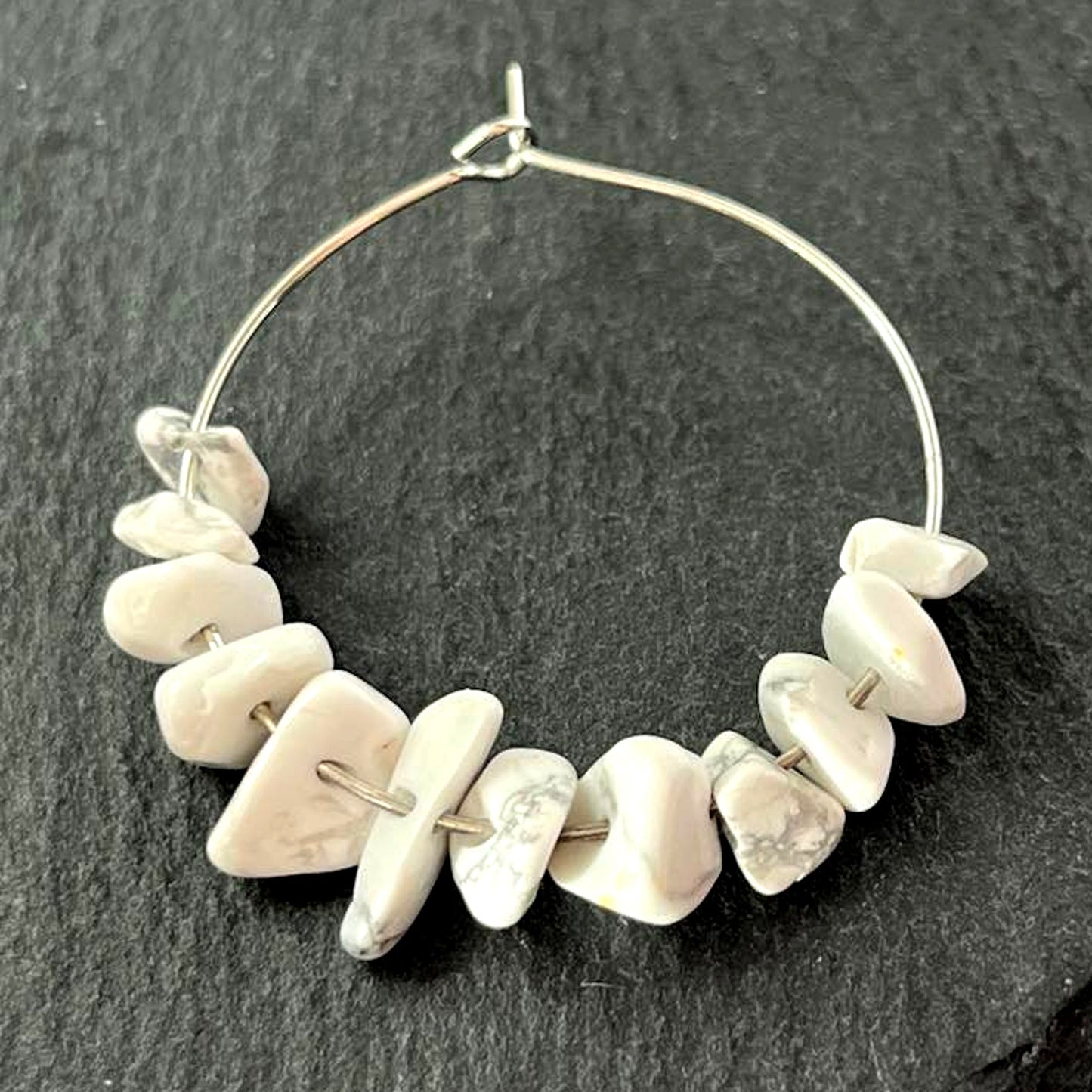 Howlite Stone Hoop Earrings