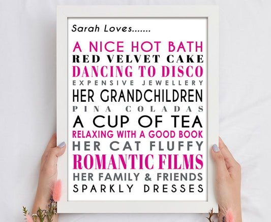 12 Loveable Things Personalised Prints