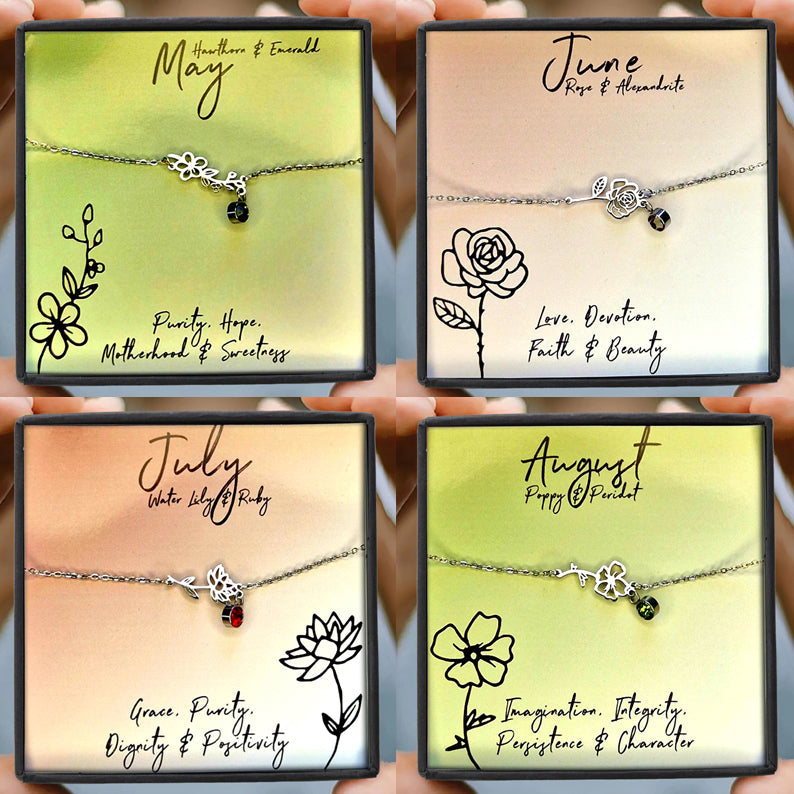 Birth Flower Birthstone Bracelets