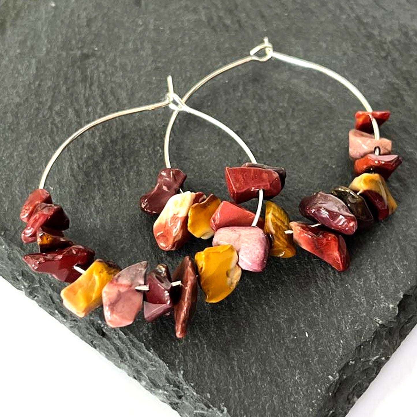 Mookaite Stone Hoop Earrings