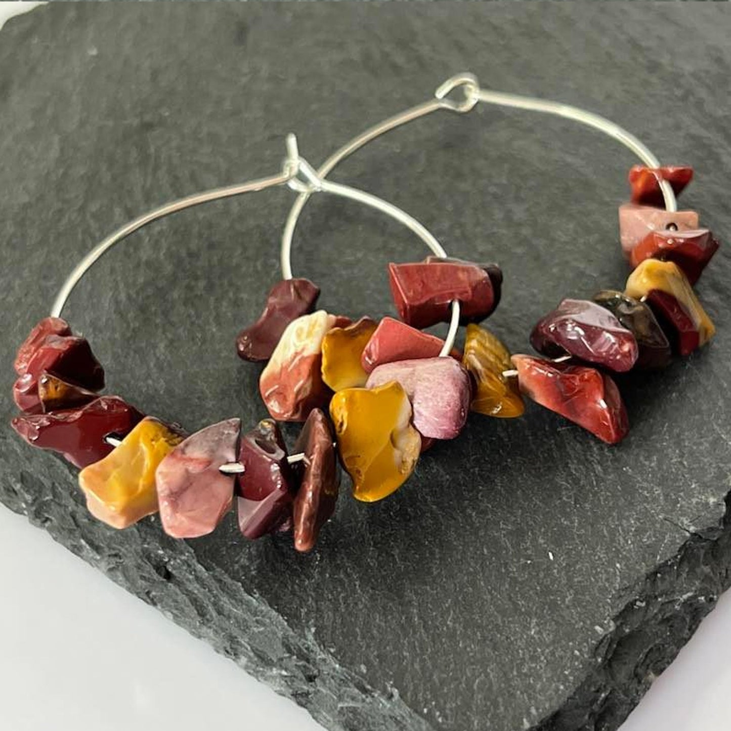 Mookaite Stone Hoop Earrings