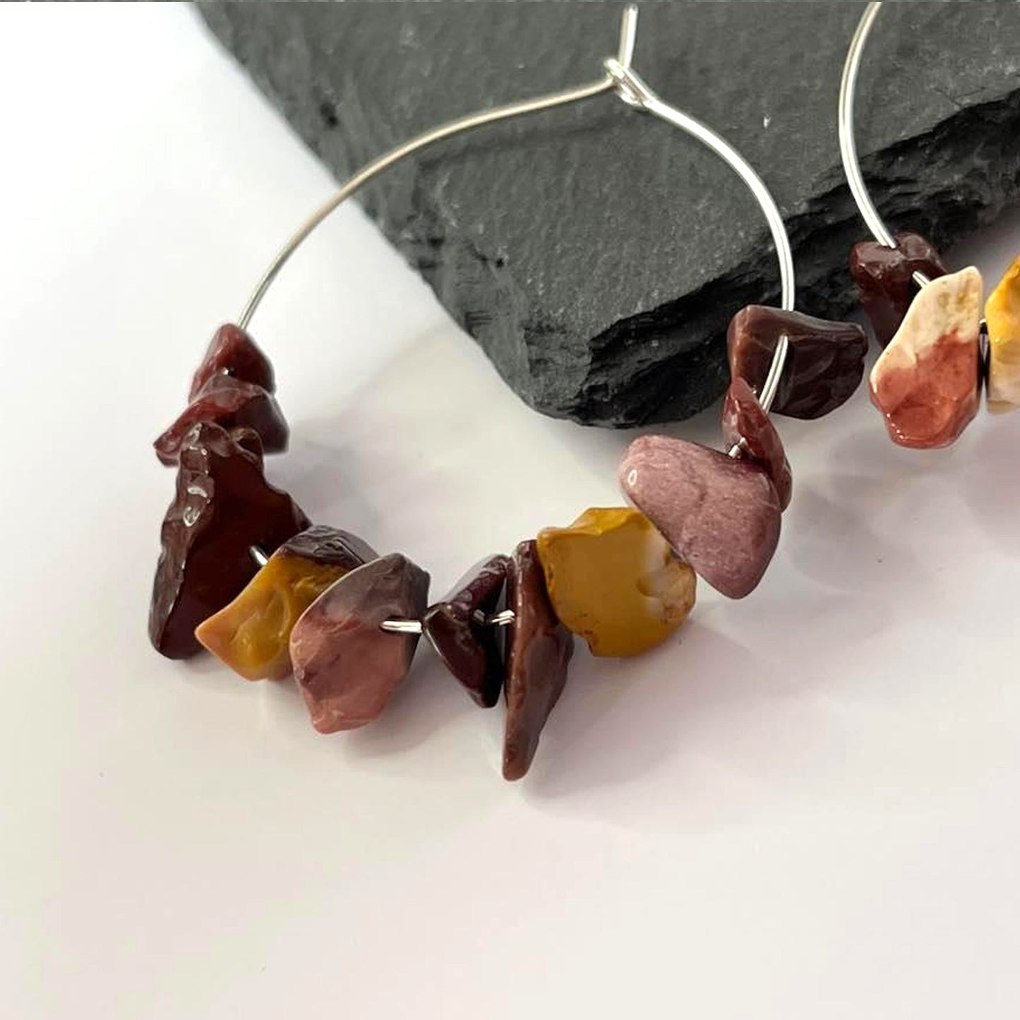 Mookaite Stone Hoop Earrings