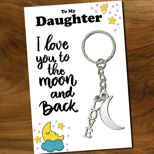 Love You To The Moon & Back Daughter Keyrings