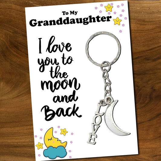 Love You To The Moon & Back Granddaughter Keyrings