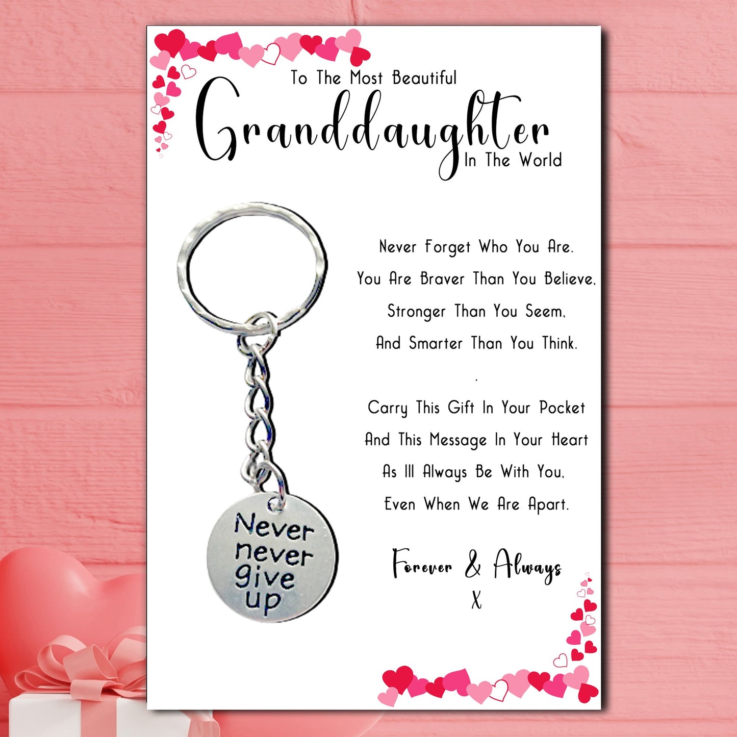 Beautiful Granddaughter Never Give Up Keyrings