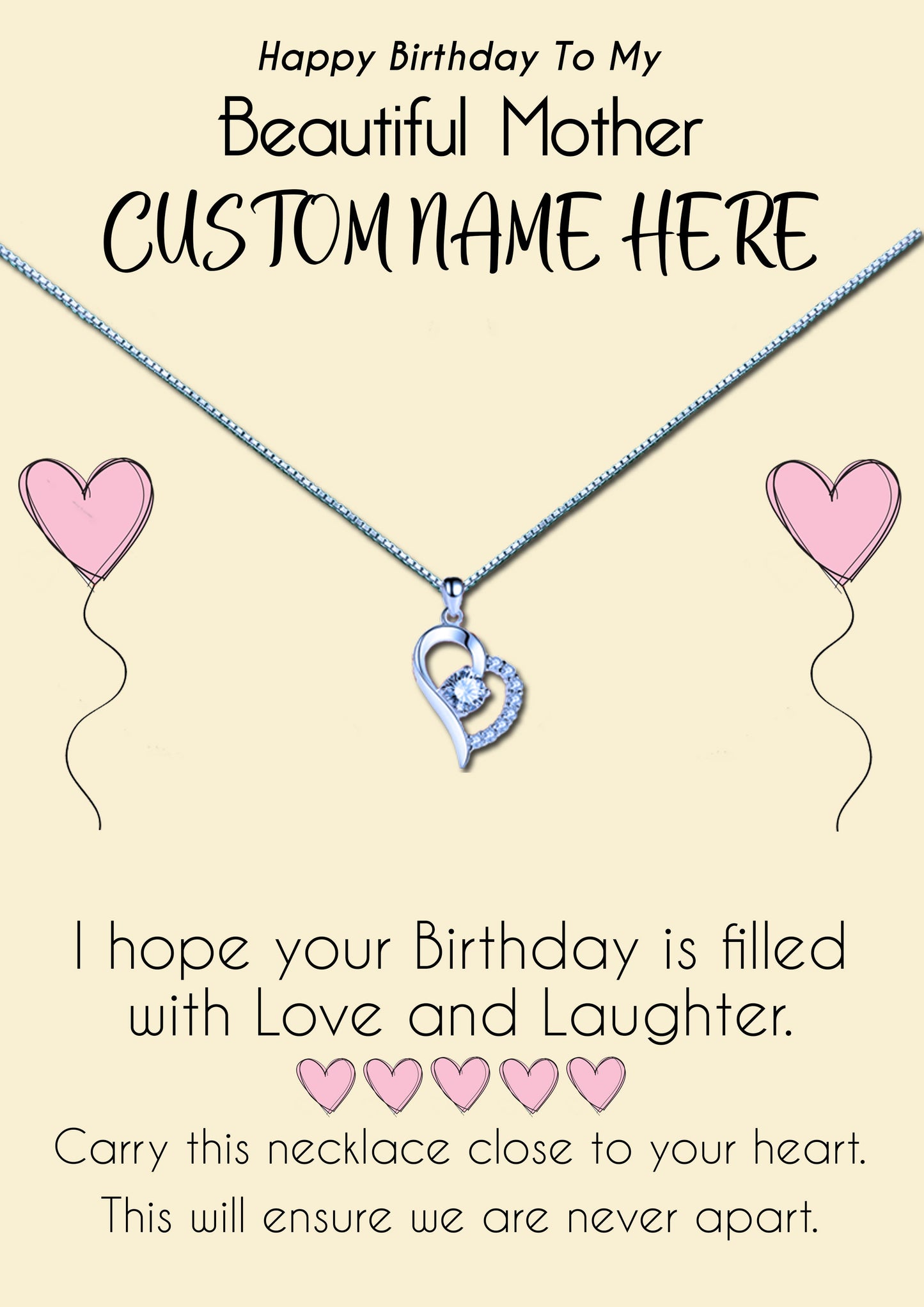 Beautiful Mother Personalised Birthday Message Necklaces