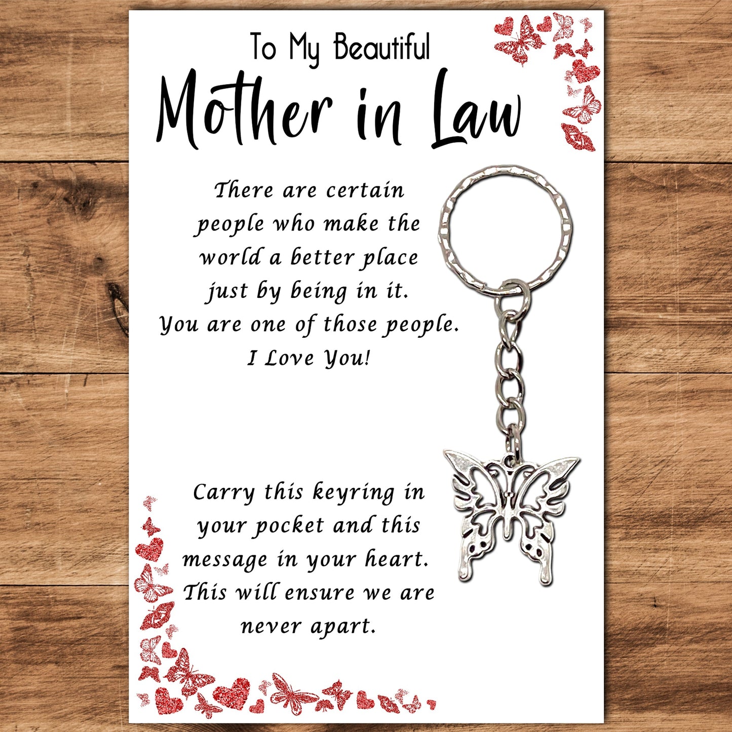 Mother in Law Butterfly Keyring & Message Card