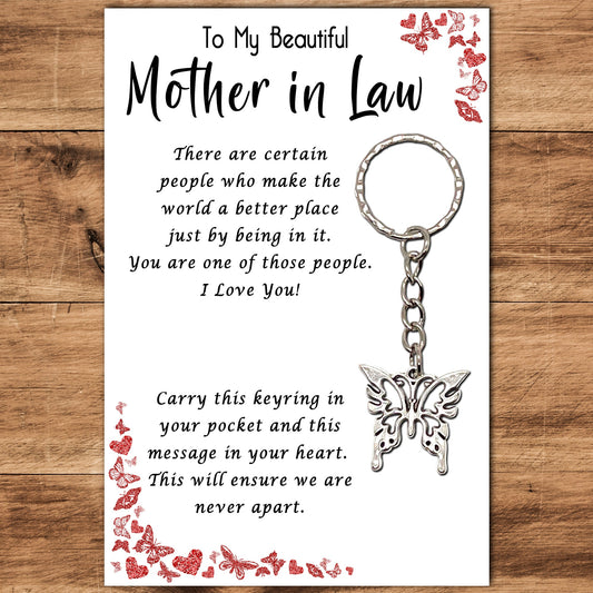 Mother in Law Butterfly Keyring & Message Card