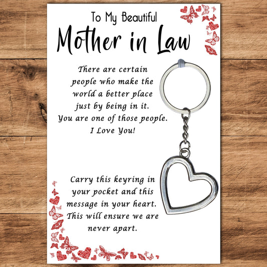 Mother in Law Heart Keyring & Message Card