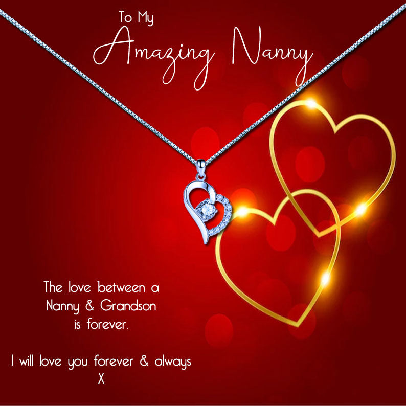 Amazing Grandmother - Romantic Red Gold Heart Message Necklace