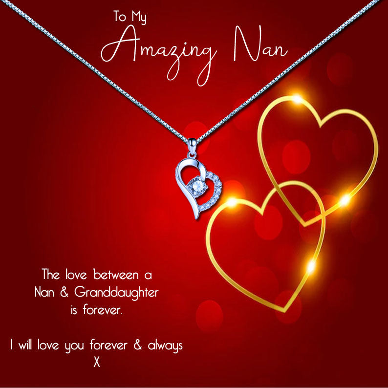 Amazing Grandmother - Romantic Red Gold Heart Message Necklace