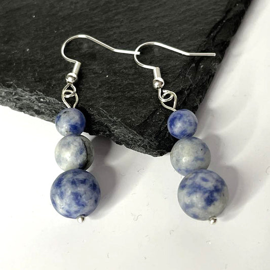 Blue Jasper Stone Hook Earrings