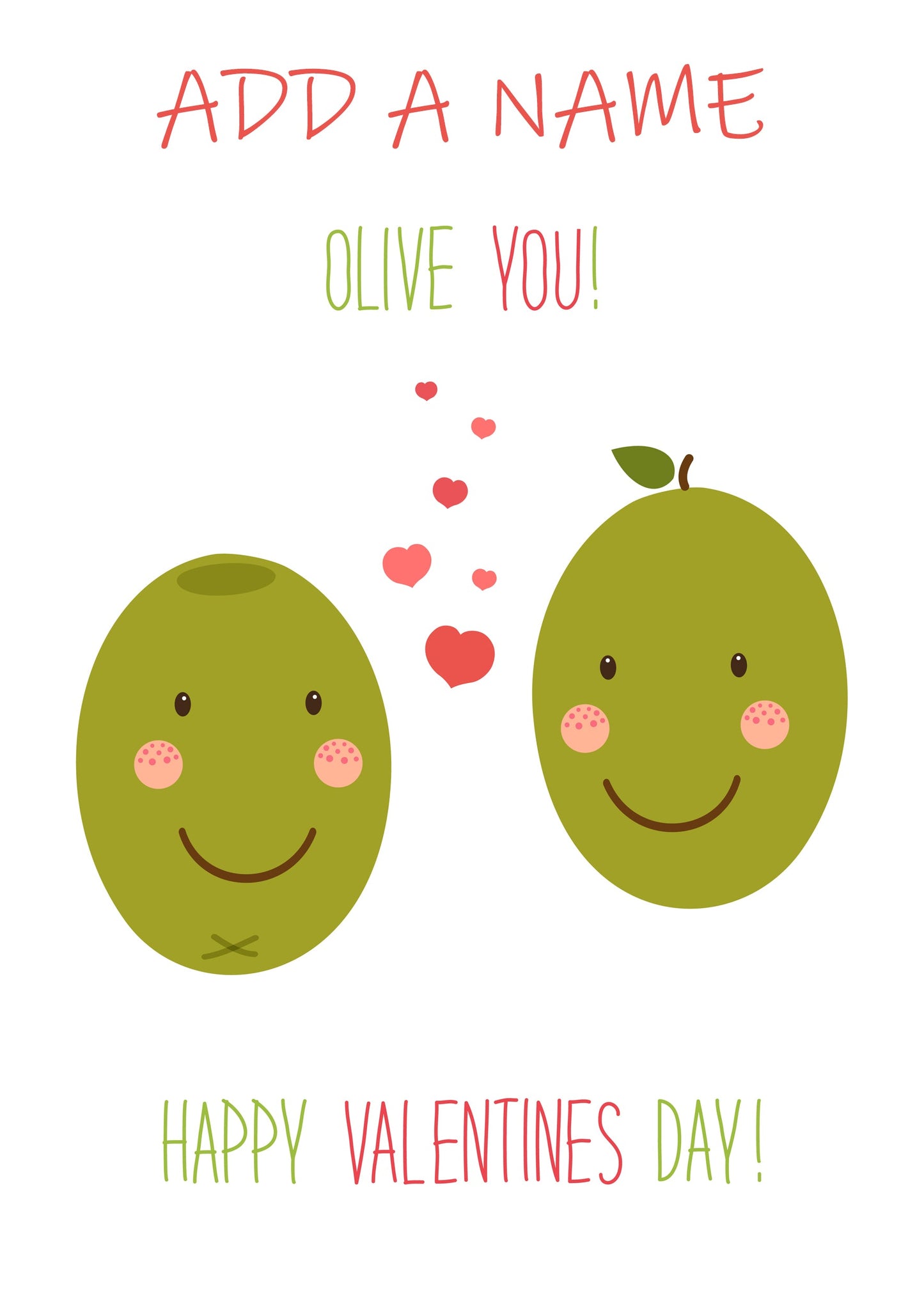 Olive You Personalised Valentine's Day Cards