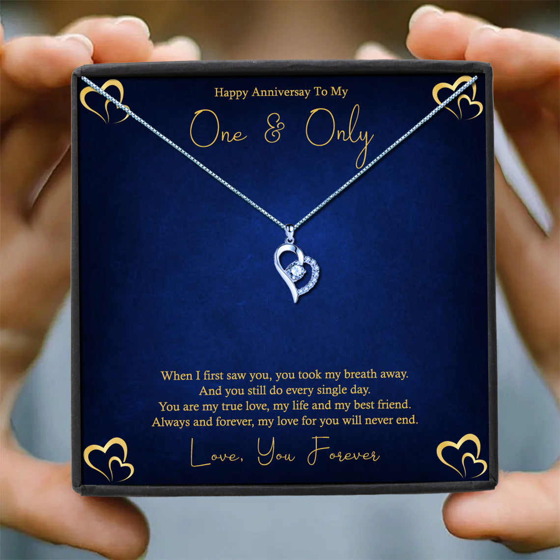 One & Only Gold Hearts Message Necklaces