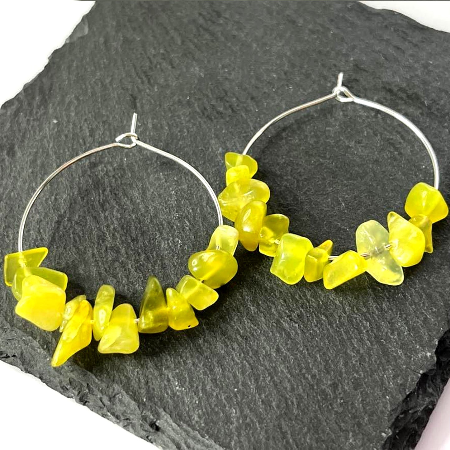 Peridot Stone Hoop Earrings