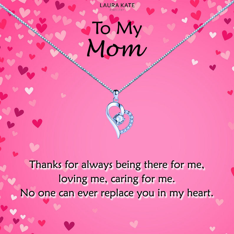 To My Mother - Pink Hearts Message Necklace