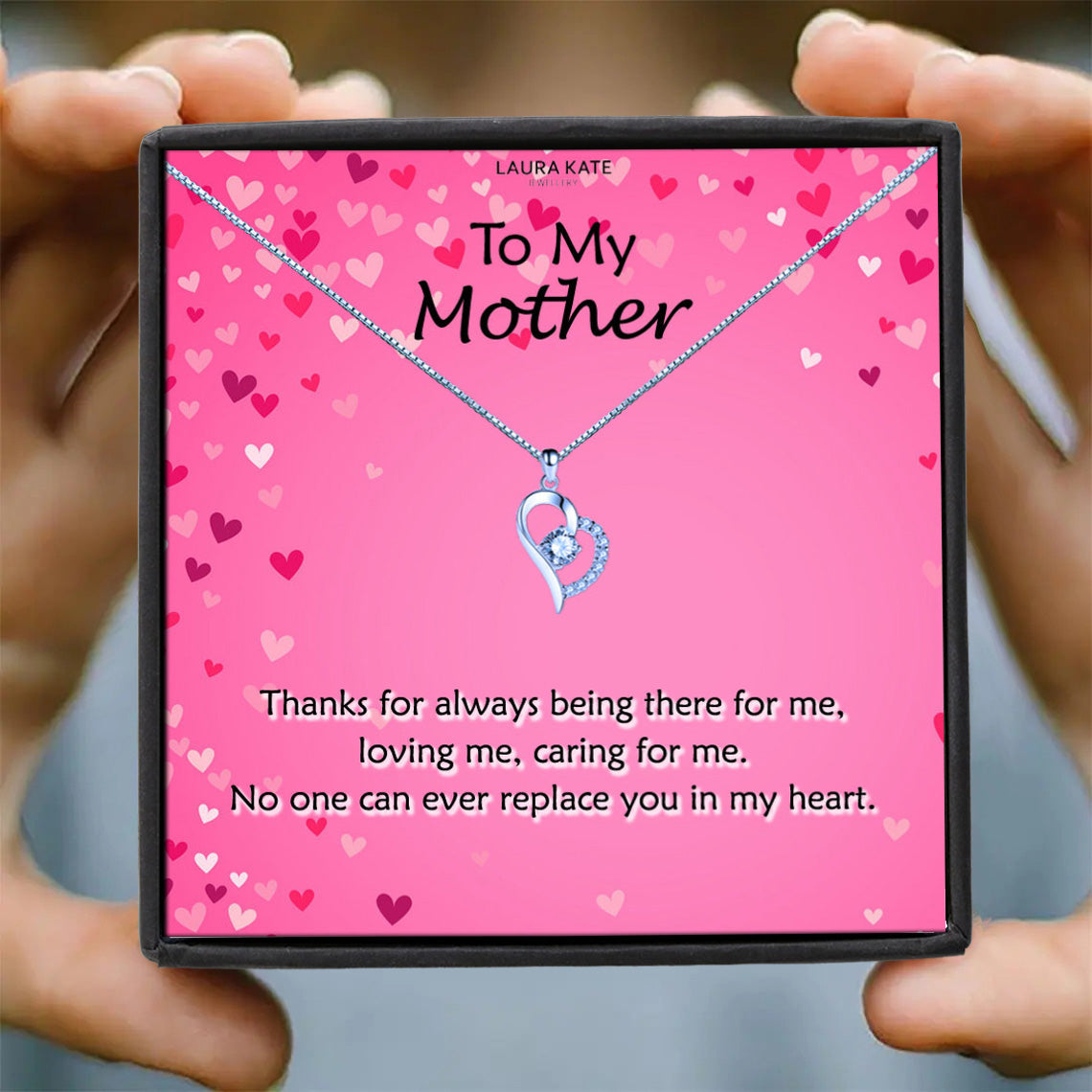 To My Mother - Pink Hearts Message Necklace