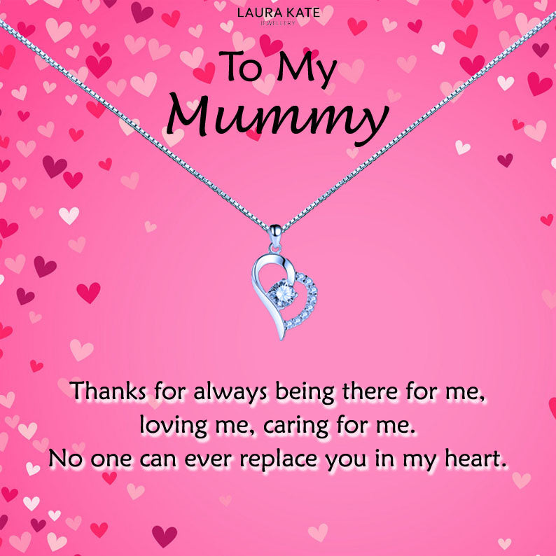 To My Mother - Pink Hearts Message Necklace