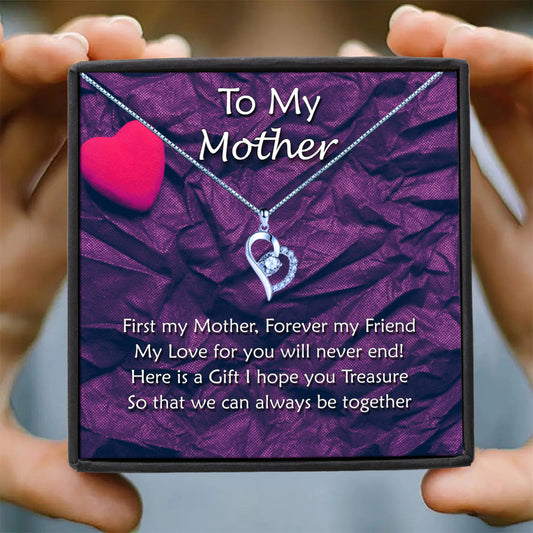 To My Mother - Purple Pink Heart Message Necklace