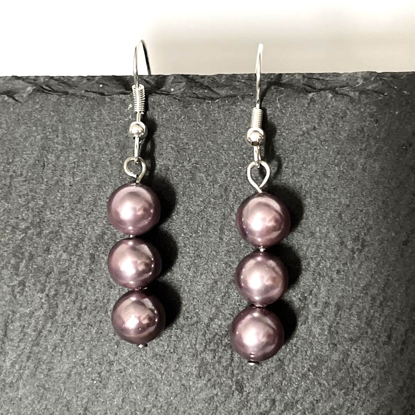 Purple Pearl Hook Earrings