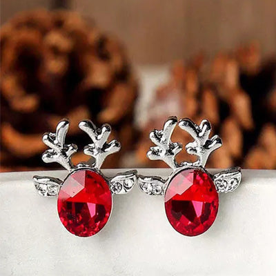 Christmas Reindeer Earrings With Personalised Message Card & Gift Box